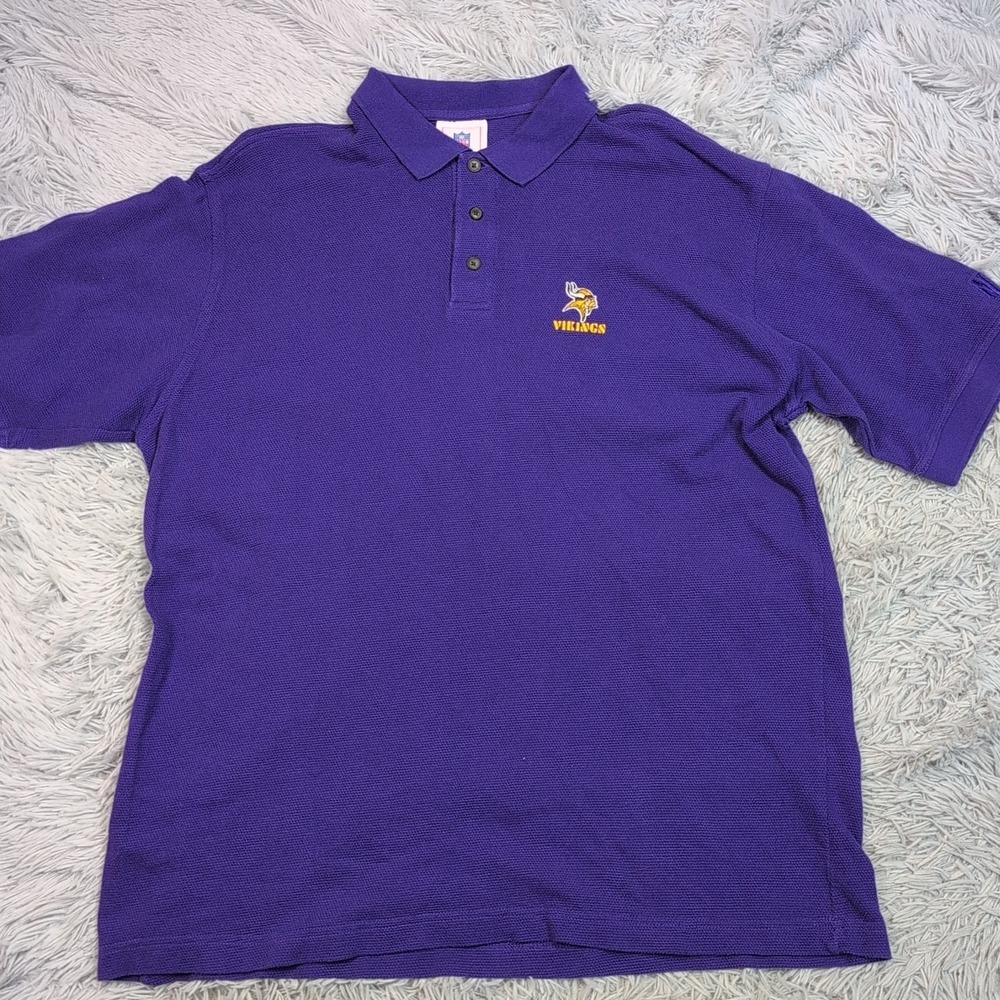 Minnesota Vikings Shirt Mens XL Purple Football‎ NFL Casual Polo Comfort